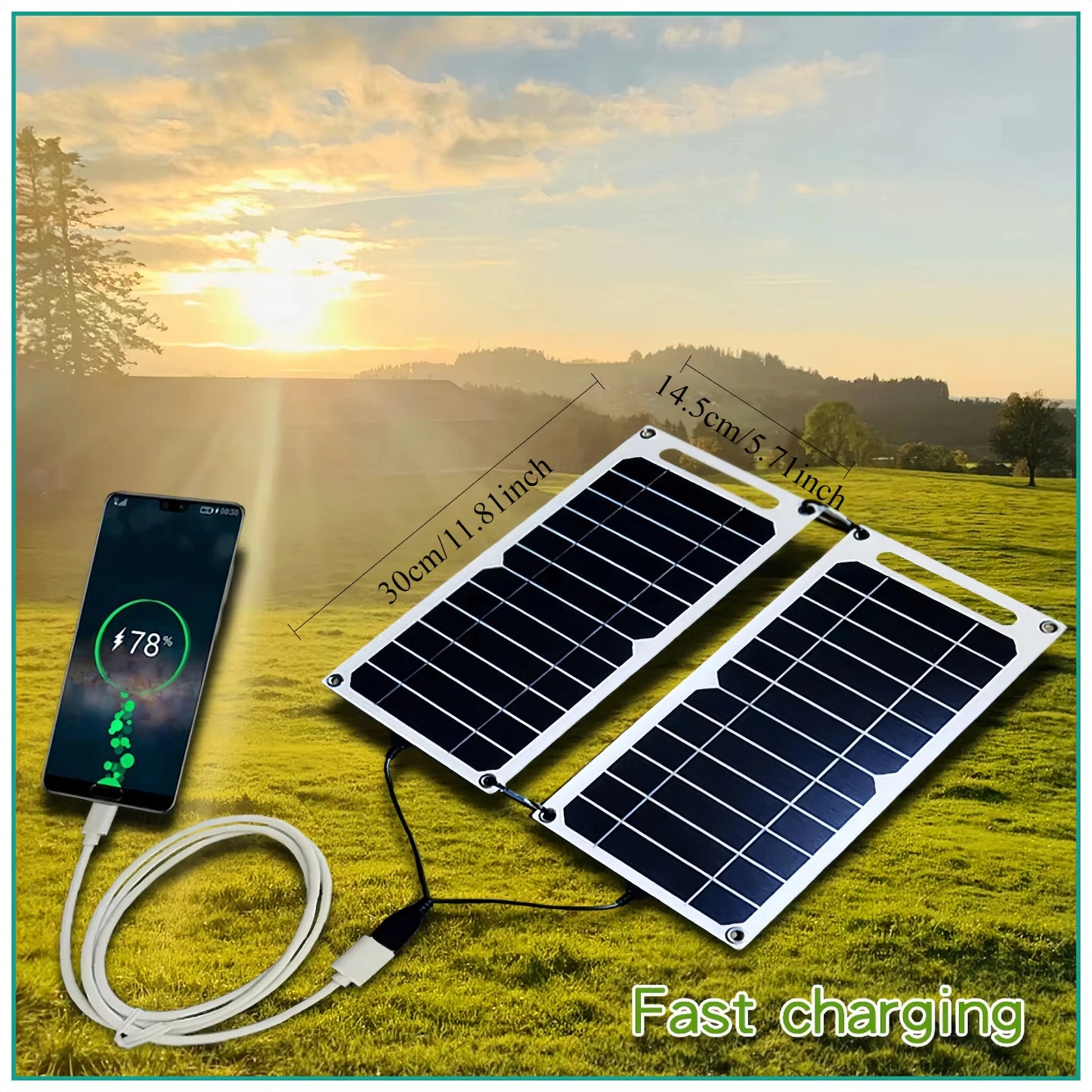 35W Solar Panel With USB Waterproof Outdoor Hiking And Camping