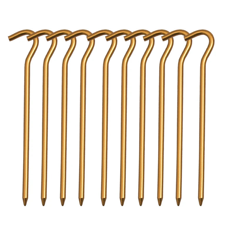 10pcs/set 18cm Aluminium Alloy Tent Pegs With Hooks