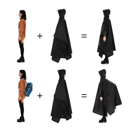 3-in-1 Waterproof Rain Poncho Lightweight Hooded Rain Coat