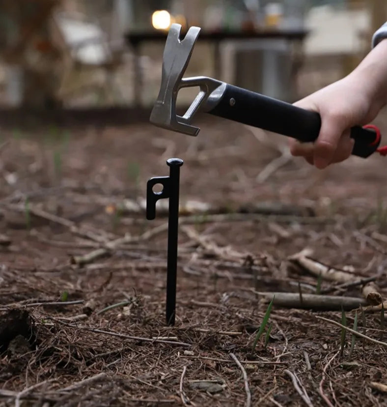 Outdoor Aluminum Hammer Ultralight Portable with Stake Puller Outdoor Camping Hammer Tent  Household Nail Pulling Hammer