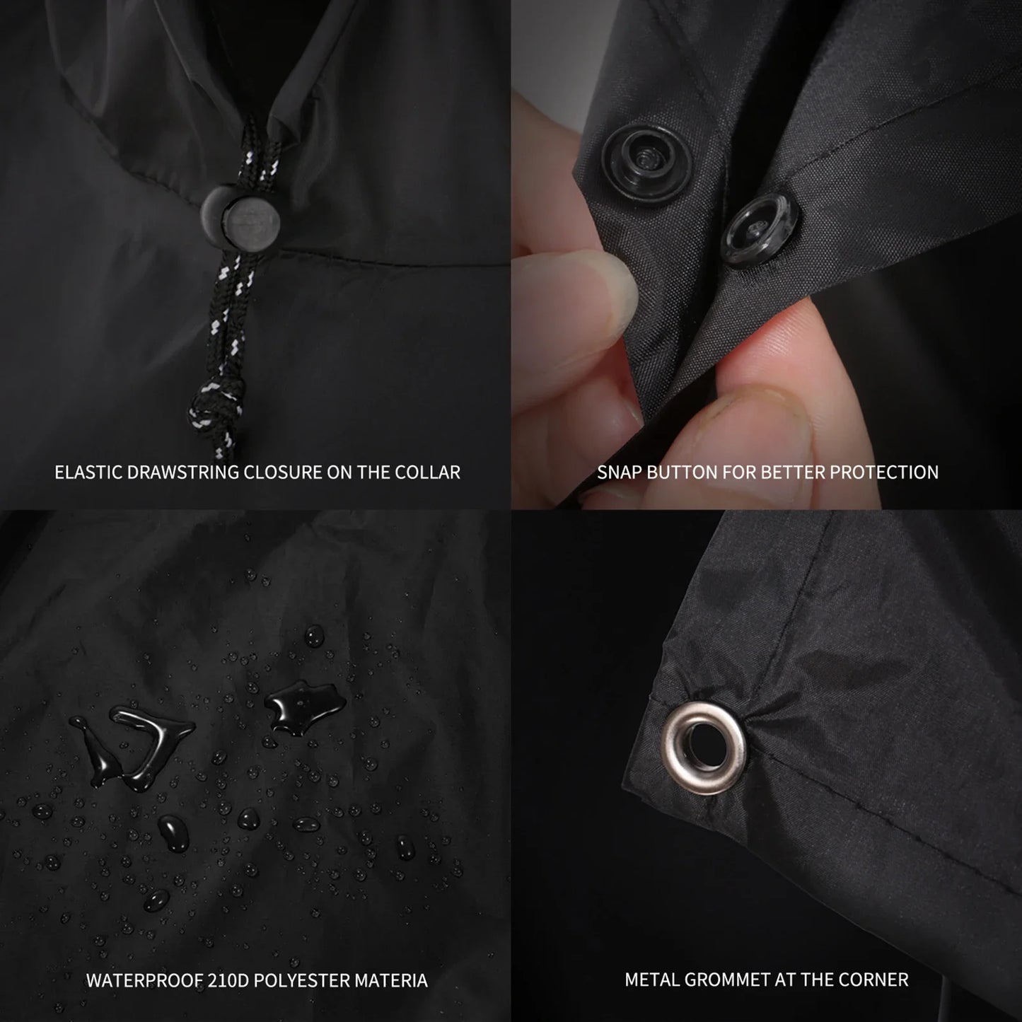 3-in-1 Waterproof Rain Poncho Lightweight Hooded Rain Coat