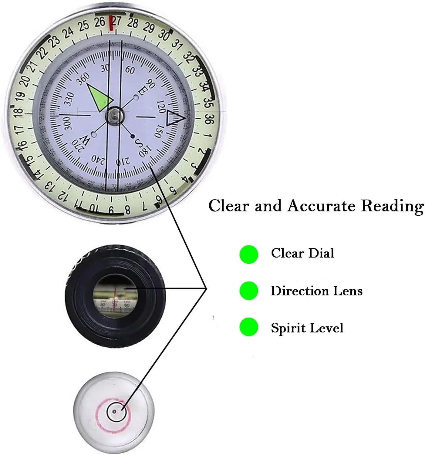 Tactical Survival Compass High Precision Professional Metal Sight Compass