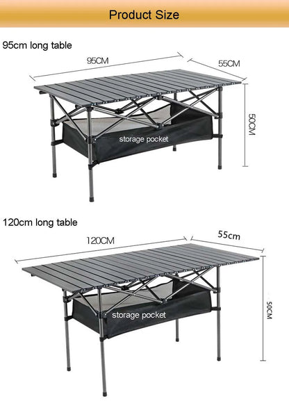Outdoor Folding Long Table Portable Storage Black Camping Desk