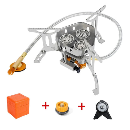 3 Heads Gas Stove Tourist Camping Burners