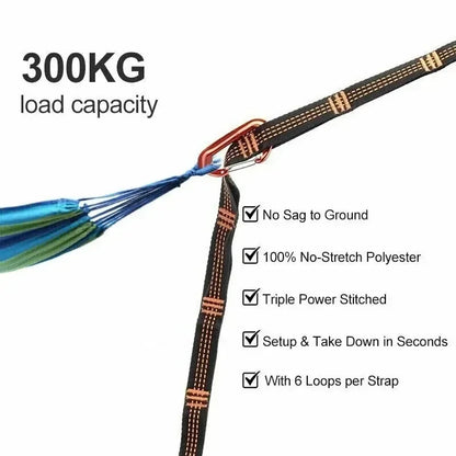 Polyester Straps Reinforced For Outdoor Camping Black Hammock Straps