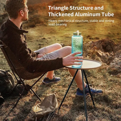 Camping Round Table with Light Stand Ultralight Portable Folding Table with Adjustable Legs