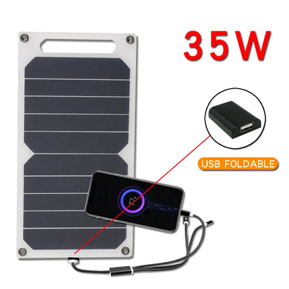 35W Solar Panel With USB Waterproof Outdoor Hiking And Camping