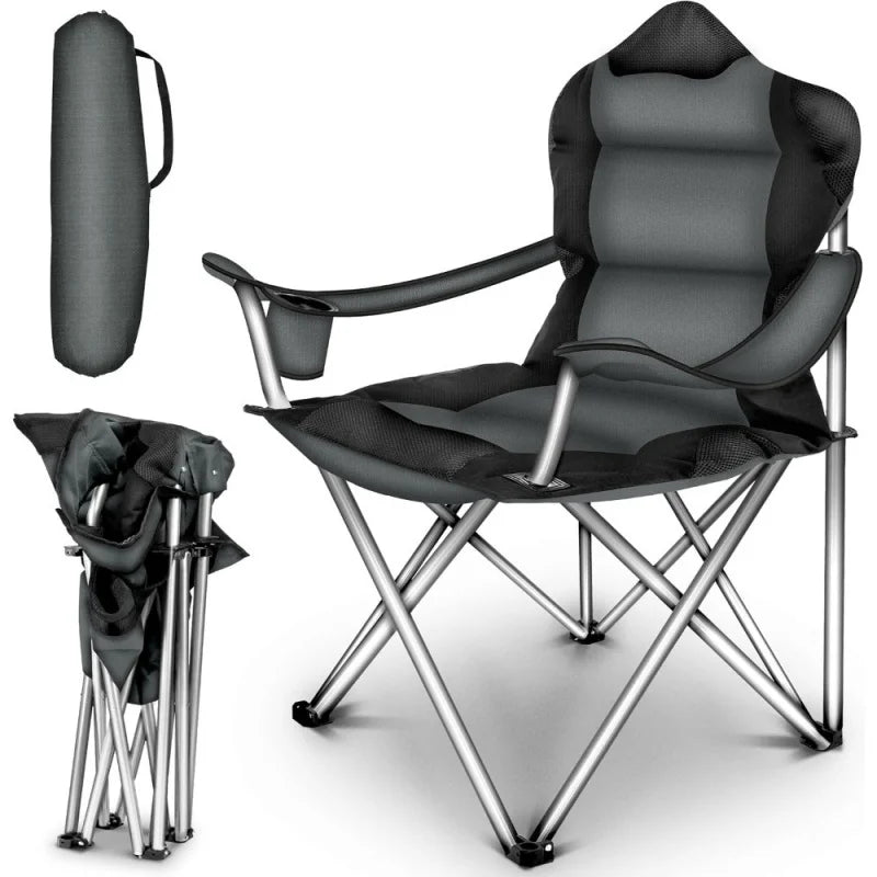 Foldable Camping Chair with Armrests and Cup Holder