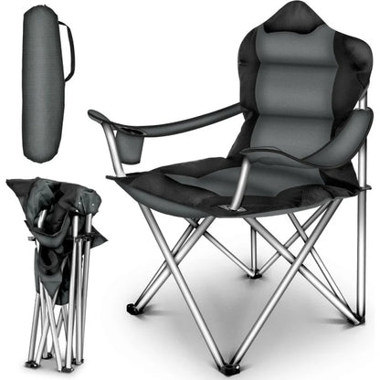 Foldable Camping Chair with Armrests and Cup Holder