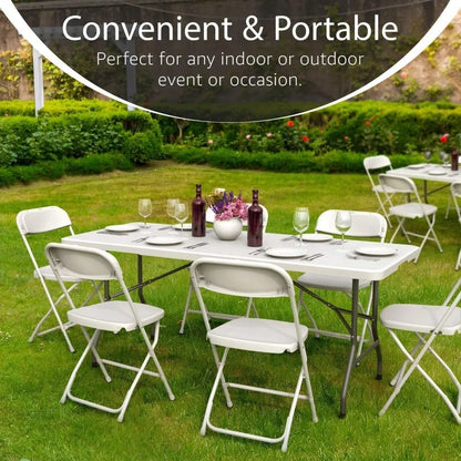 6 Feet Foldable Table with Built in Handle & Steel Legs