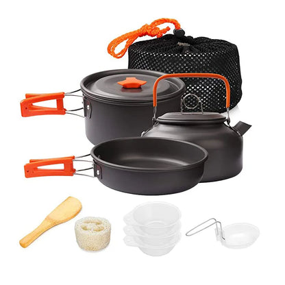 Camping Aluminum Cookware Kit Outdoor Cooking Set