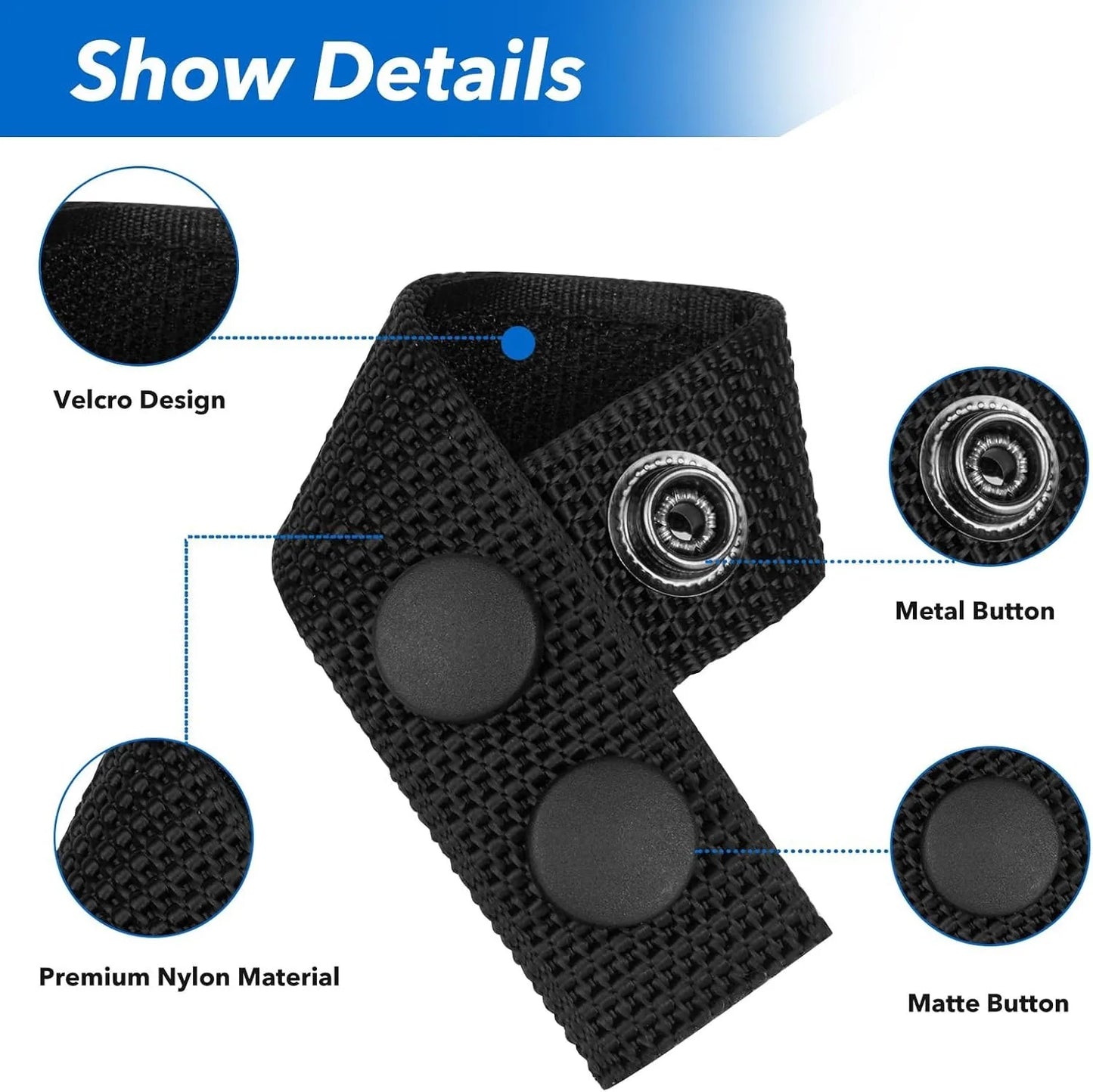 6Pcs Tactical Nylon Duty Belt Keepers for 2-2.25'' Wide Belt