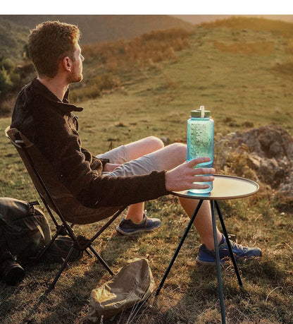 Camping Round Table with Light Stand Ultralight Portable Folding Table with Adjustable Legs