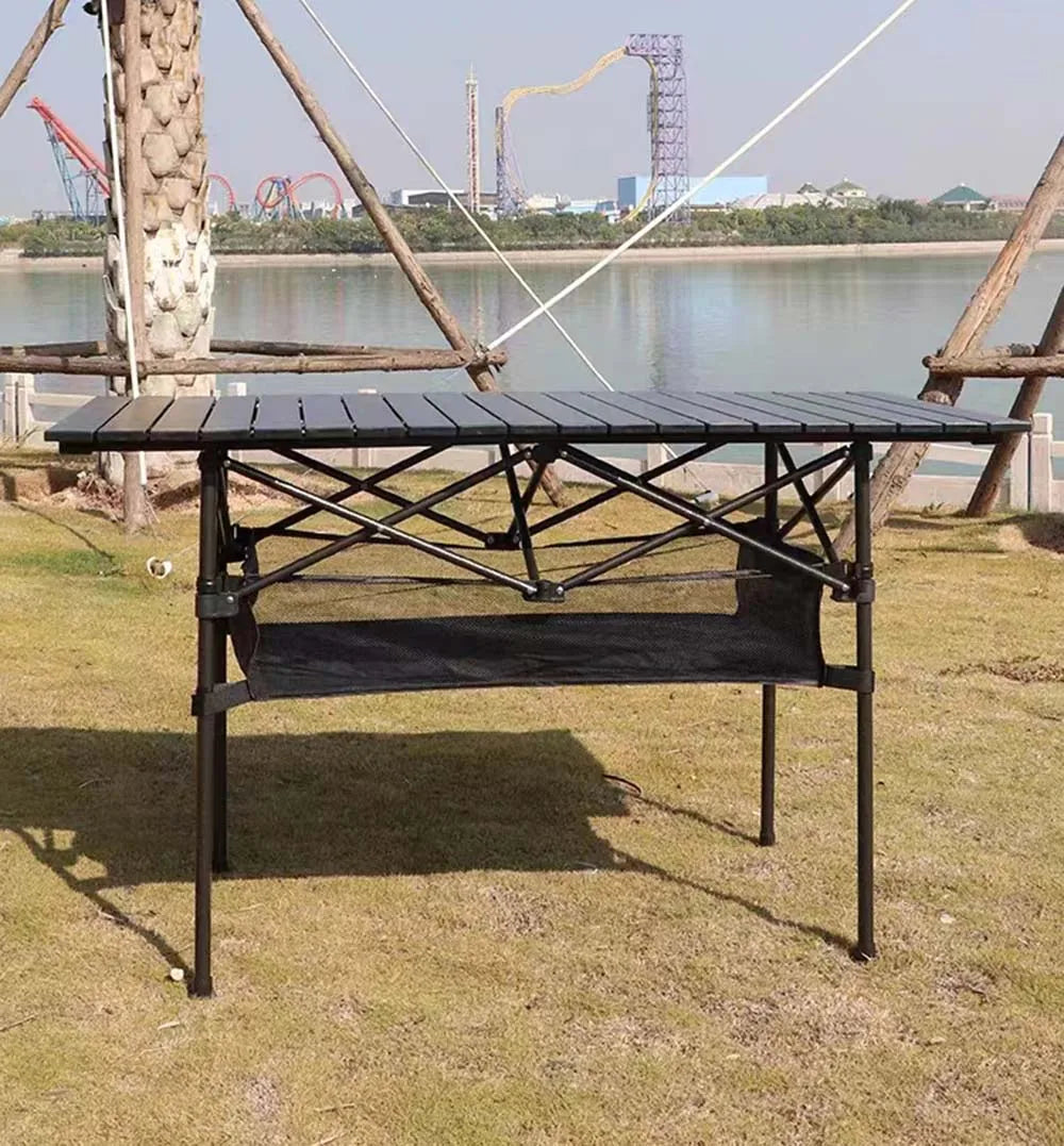 Outdoor Folding Long Table Portable Storage Black Camping Desk