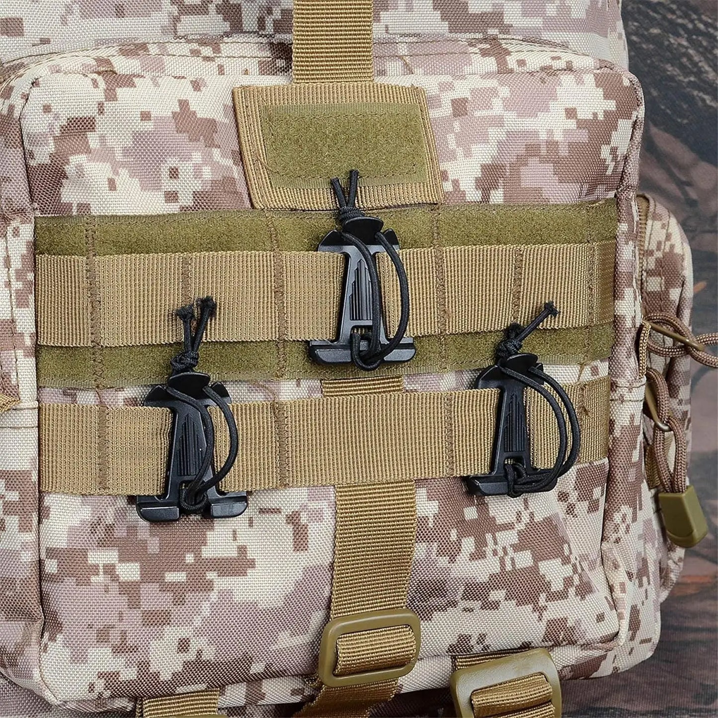 10pcs MOLLE Attachment Clips Elastic Strap