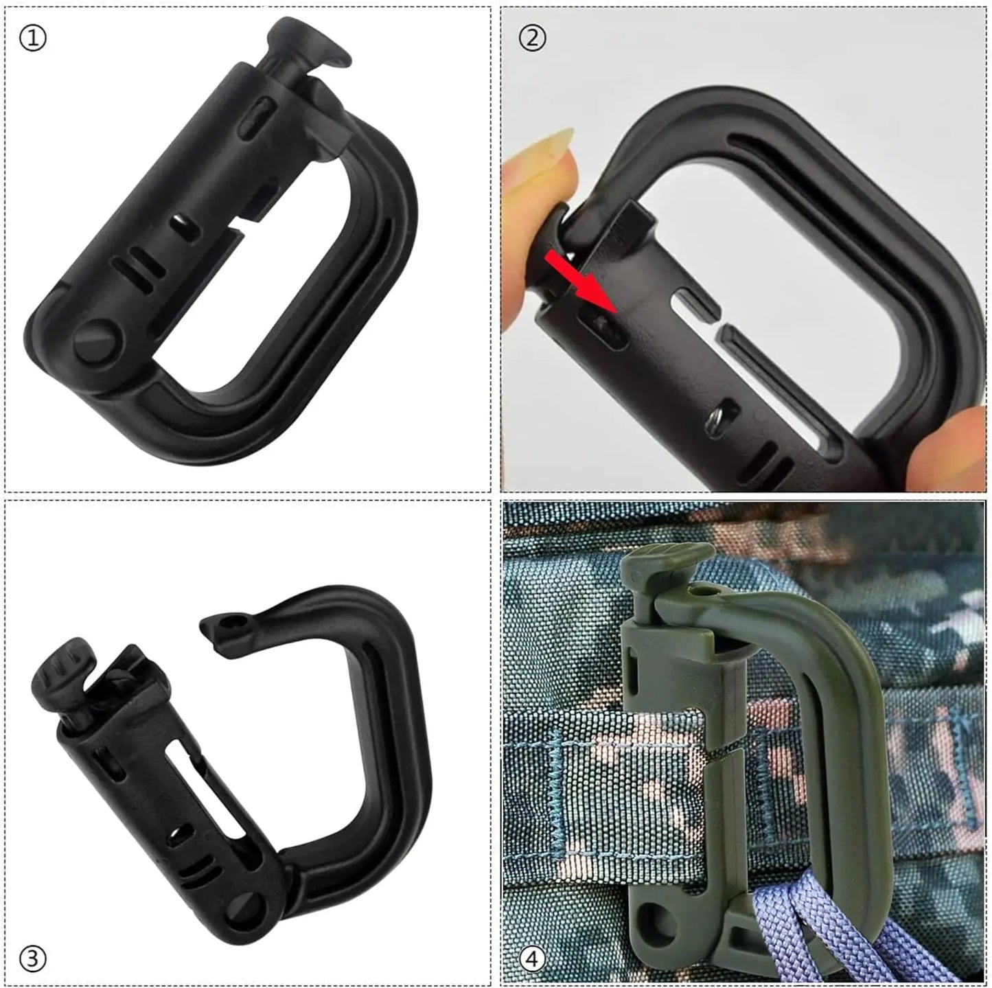 5Pcs Plastic D-Ring Tactical Carabiner