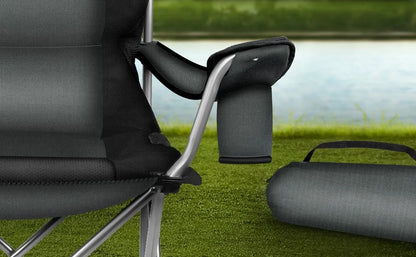 Foldable Camping Chair with Armrests and Cup Holder