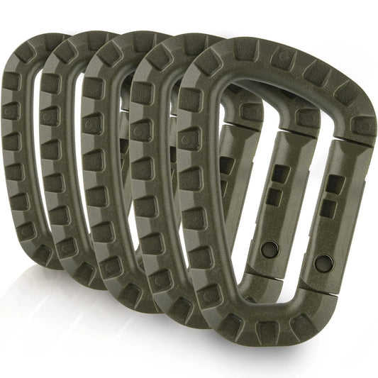 5Pcs Tactical 3.5" Plastic Molle Clip D-Shape Carabiner