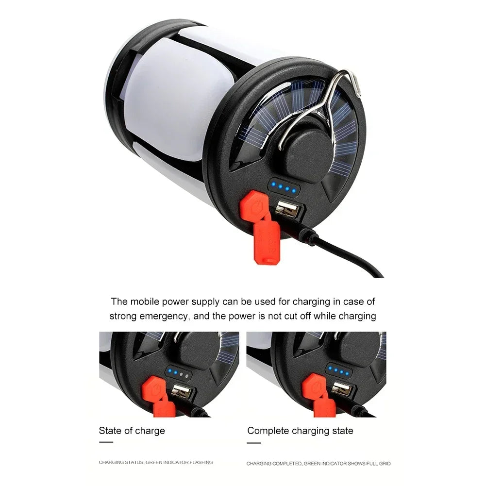 Rechargeable 4500mAh 1000LM Emergency Power Bank Solar LED Camping Lantern