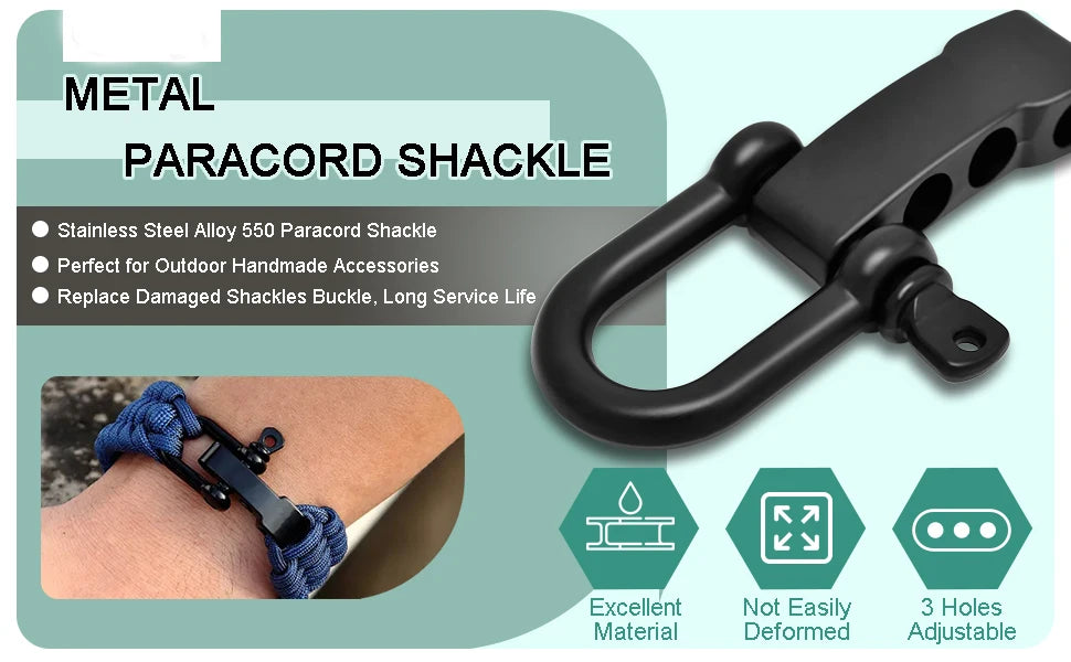 Paracord Bracelet Shackle Buckle Metal Adjustable Bow Anchor U Shackle