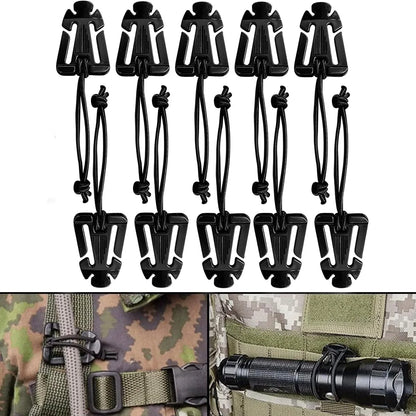10pcs MOLLE Attachment Clips Elastic Strap