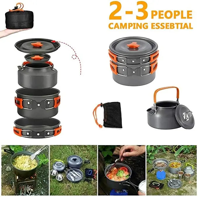 Camping Aluminum Cookware Kit Outdoor Cooking Set