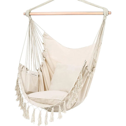 Hammock Chair Hanging Rope Swing, Max 500 Lbs