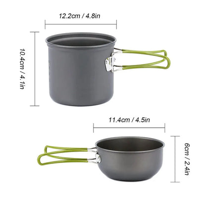 Camping Cookware Mess Kit Ultralight Camping Pot Set