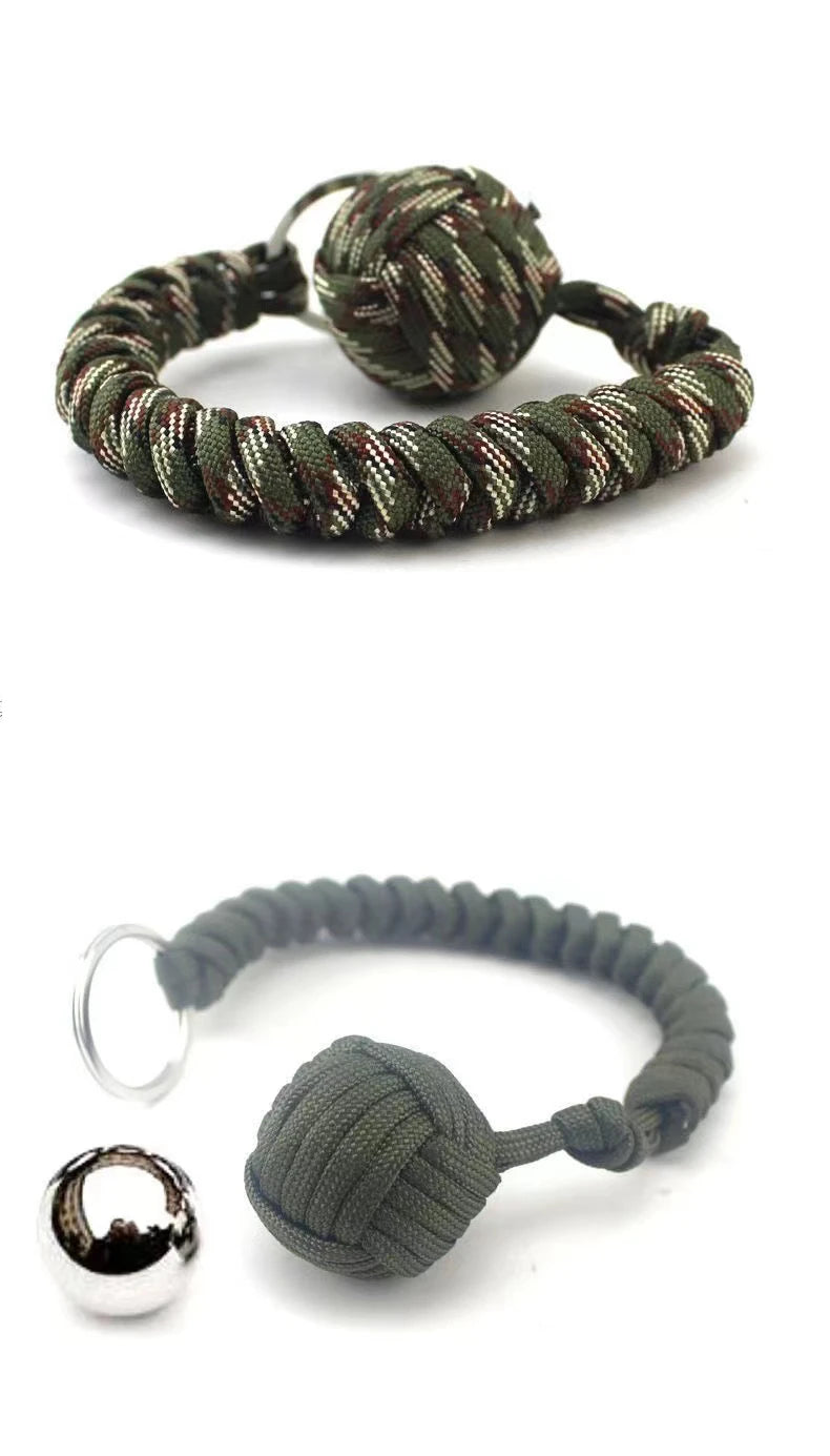 Paracord Keychain Self Defense Monkey Fist Steel Ball