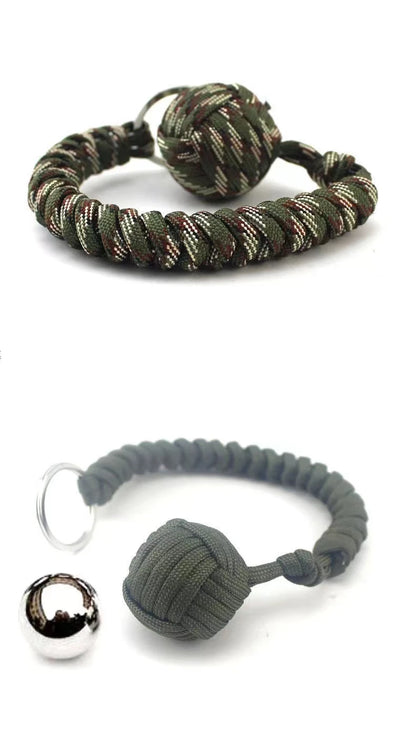 Paracord Keychain Self Defense Monkey Fist Steel Ball
