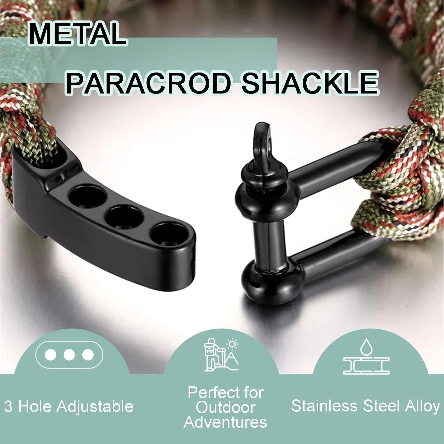 4Pcs Paracord Bracelet Buckle Adjustable Metal Bow Anchor Clasp D Shackle Clip