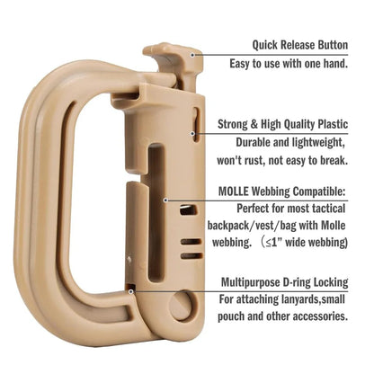 5Pcs Plastic D-Ring Tactical Carabiner