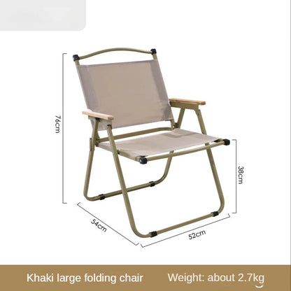 Outdoor Folding Wood Grain Portable Car Folding Chair Camping Picnic Chair