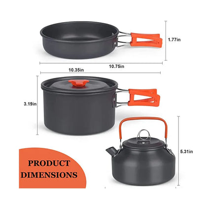 Camping Aluminum Cookware Kit Outdoor Cooking Set