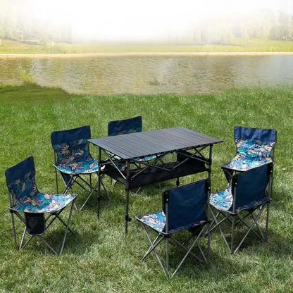 Outdoor Folding Long Table Portable Storage Black Camping Desk
