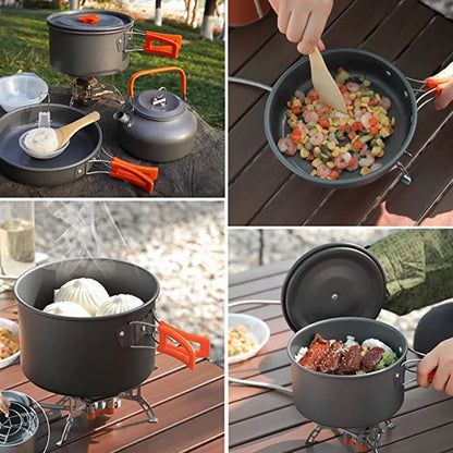 Camping Aluminum Cookware Kit Outdoor Cooking Set