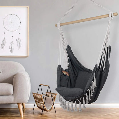 Hammock Chair Hanging Rope Swing, Max 500 Lbs