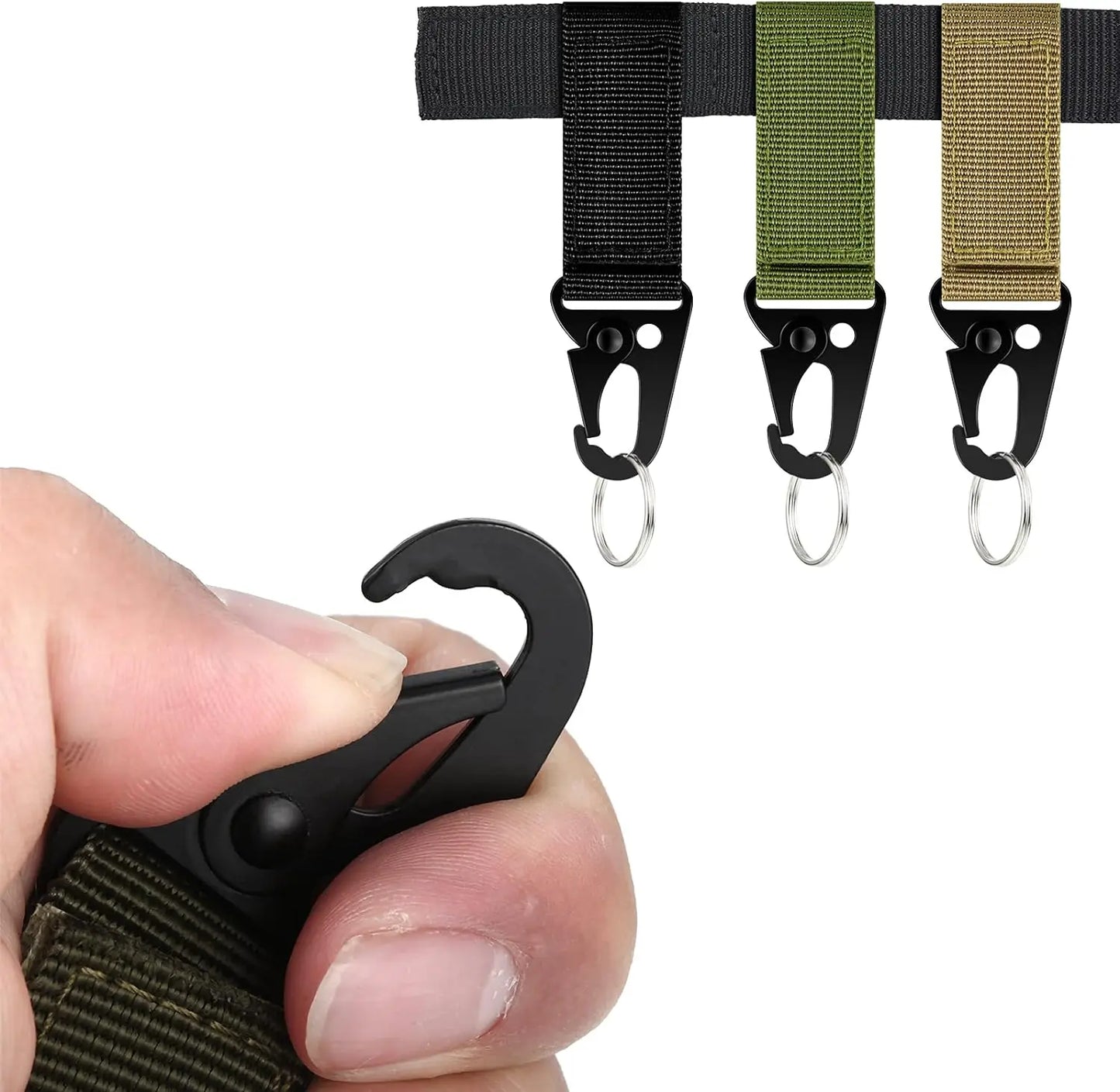 3Pcs Tactical Nylon Webbing Buckle Carabiner Hook
