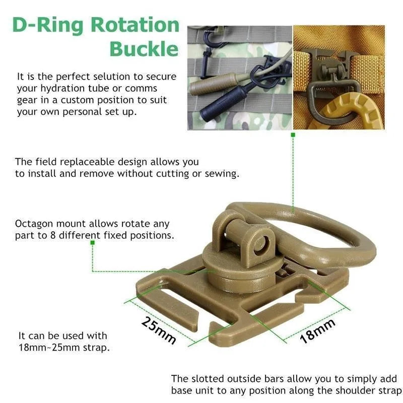 3Pcs Tactical 360 Rotation D-Ring Clips