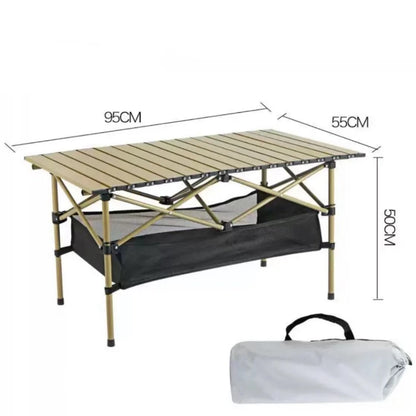 Outdoor Folding Long Table Portable Storage Black Camping Desk