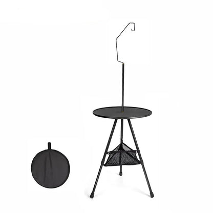 Camping Round Table with Light Stand Ultralight Portable Folding Table with Adjustable Legs