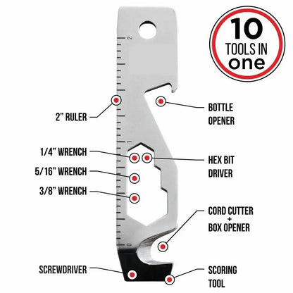 10 in 1 EDC Pocket Survival Tool Camping Equipment Bottle Opener