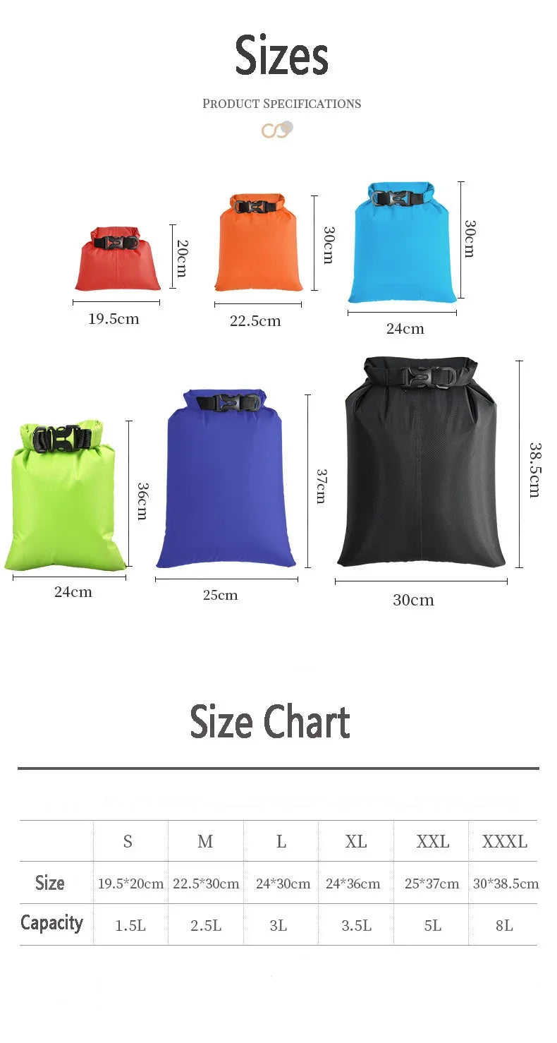 1.5/2.5/3/3.5/5/8L Ultralight Outdoor Dry Bag