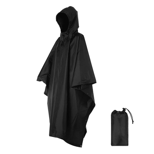 3-in-1 Waterproof Rain Poncho Lightweight Hooded Rain Coat