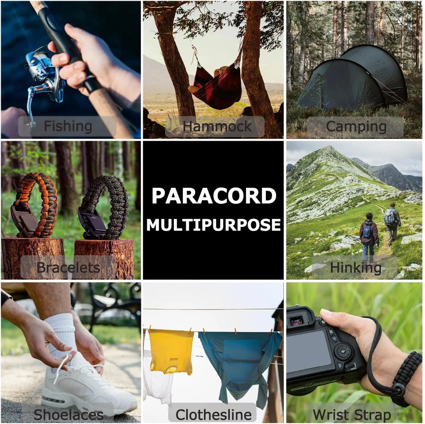 9 Core 650lb Paracord 100m Dia.4mm Military Standard Parachute Rope