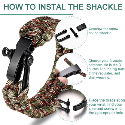 4Pcs Paracord Bracelet Buckle Adjustable Metal Bow Anchor Clasp D Shackle Clip