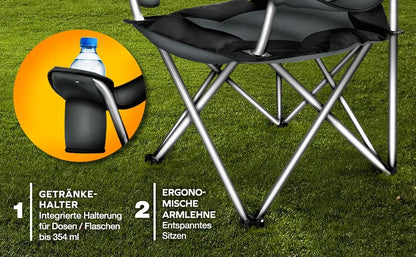 Foldable Camping Chair with Armrests and Cup Holder