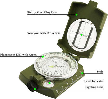 Tactical Survival Compass High Precision Professional Metal Sight Compass