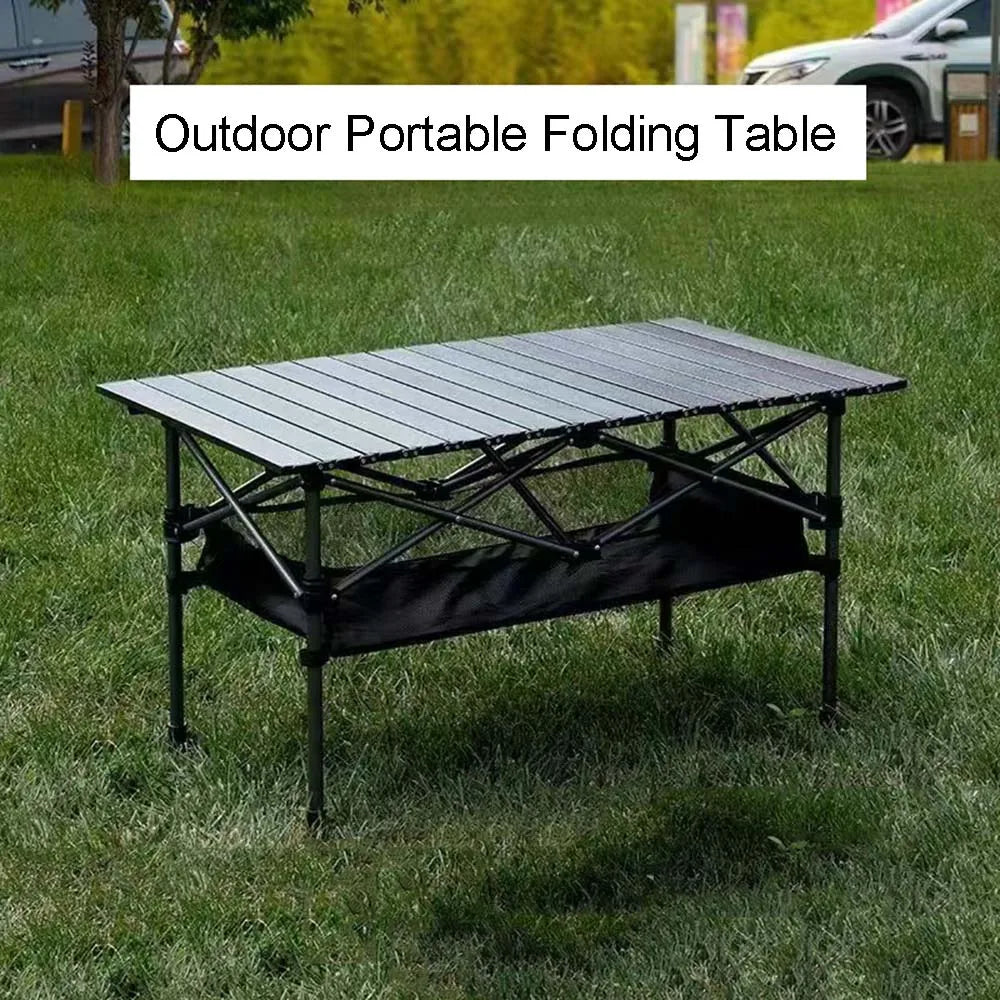 Outdoor Folding Long Table Portable Storage Black Camping Desk