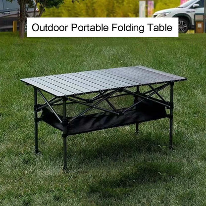 Outdoor Folding Long Table Portable Storage Black Camping Desk